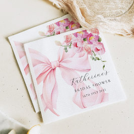 Floral Pink Bow Bridal Shower Paper Napkin Pappersservett