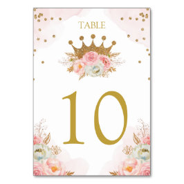 Floral Pink & Gold Princess Royal Table number Bordsnummer