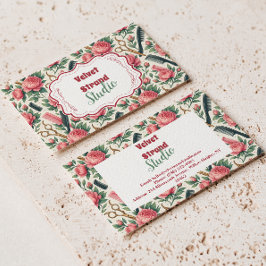 Floral Pink Green Hair Stylist Business Visitkort