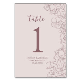 Floral Pink Mauve Birthday Party Bordsnummer