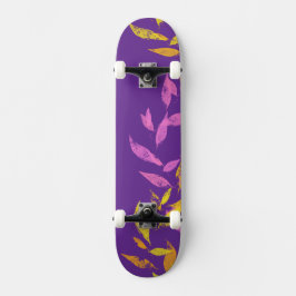 Floral Pink Purple Yellow Autumn Leaf  Mini Skateboard Bräda 18,5 Cm