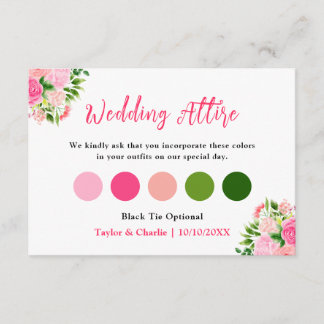 Floral Pink Roses Wedding Attire Dress Code Tilläggskort