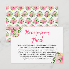 Floral Pink Roses Wedding Honeymoon Fund Tilläggskort