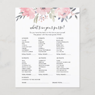 Floral Pink Script Bridal Shower Gamcard