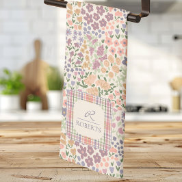 Floral Plaid Kitchen Towel –Cottagecore Dish Towel Kökshandduk