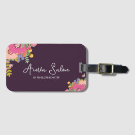 Floral & Plum Hair Luggage Tag Bagagebricka
