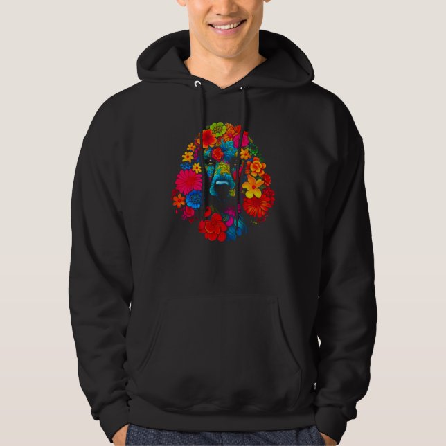 Floral Poodle Dog Hoodie (Framsida)