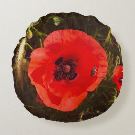 Floral Poppy Dream – Botanical Fantasy Wildflowers Rund Kudde