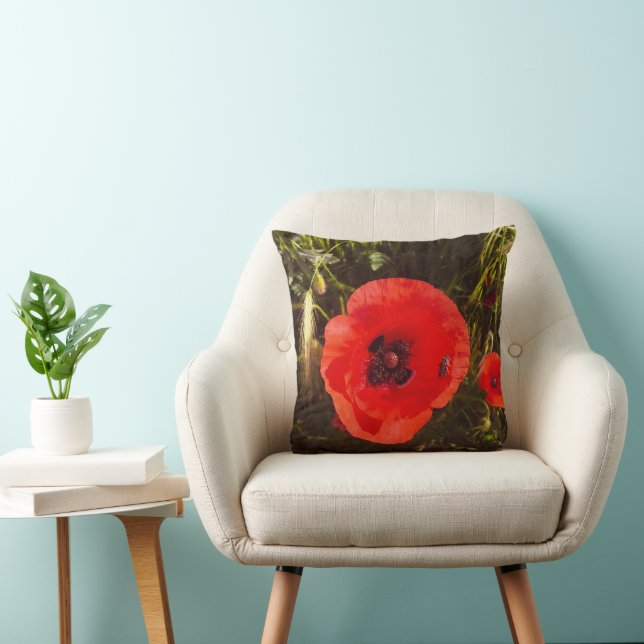 Floral Poppy Dream – Botanical Fantasy Wildlowers Kudde (Stol)