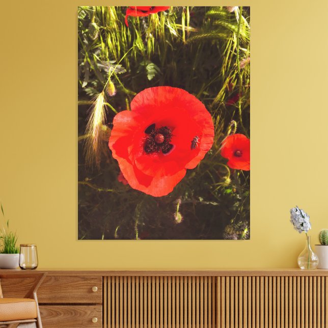 Floral Poppy Dreamer – Botanical Fantasy Art  Canvastryck (Insitu (Vardagsrum))