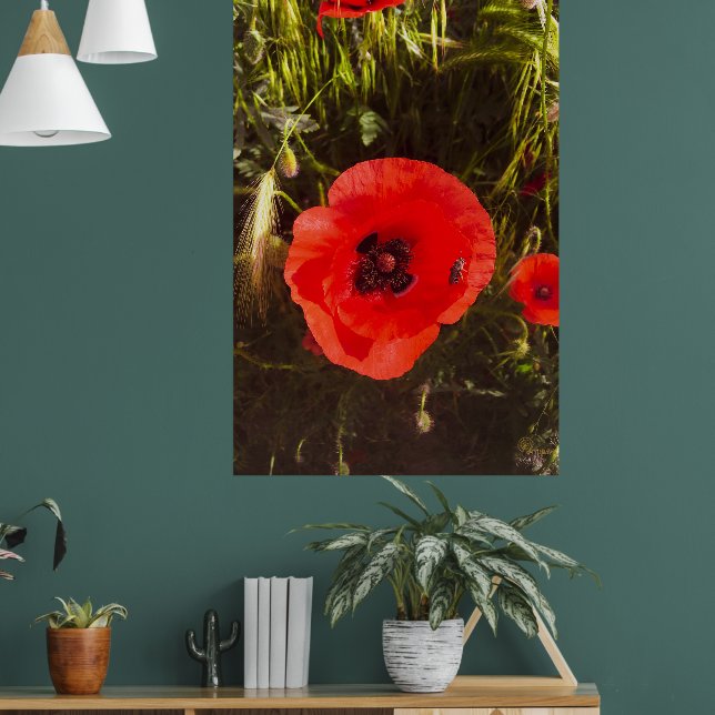 Floral Poppy Dreamer – Botanical Fantasy Art  Poster (Vardagsrum 1)