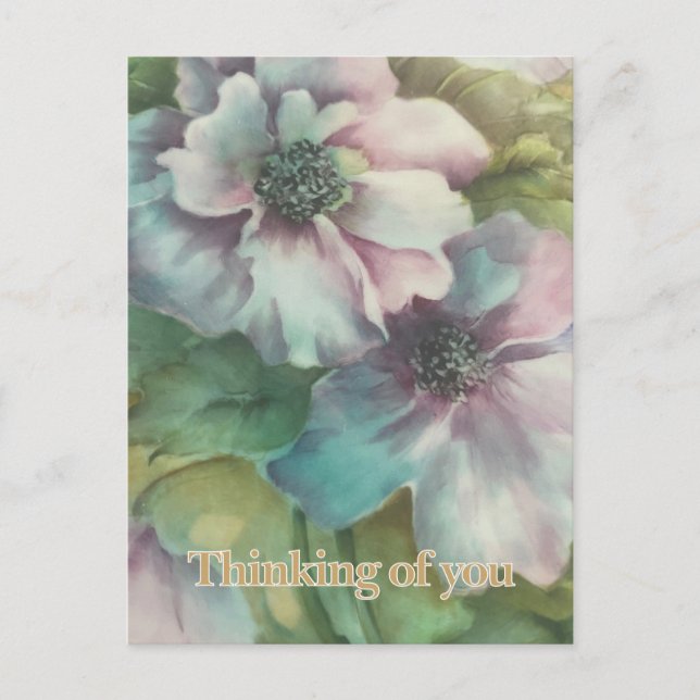 Floral Postcard Thinking Of You Vykort (Framsida)