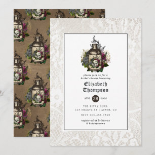 Floral Potionflaska och spetsgotisk bröllopsdusch Inbjudningar