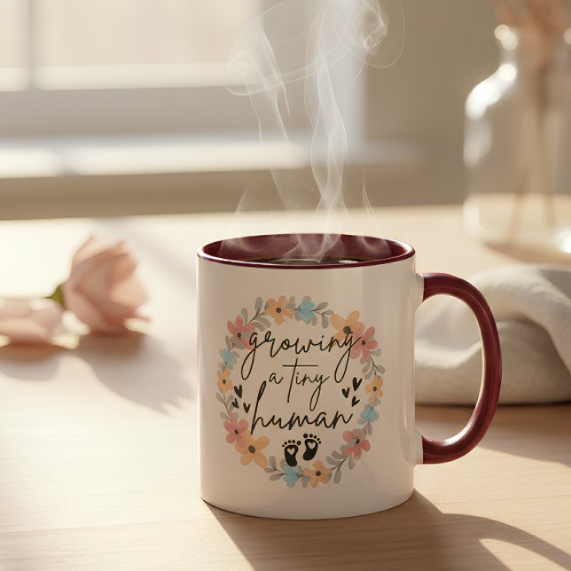 Floral Pregnancy Mug, Growing A Tiny Human Kaffemugg (Skapare uppladdad)