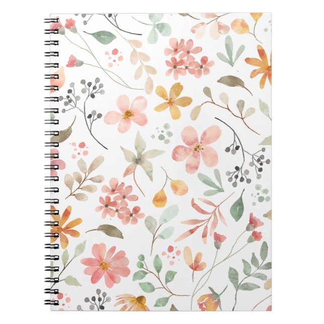 Floral Print Notebook Anteckningsbok (Framsidan)