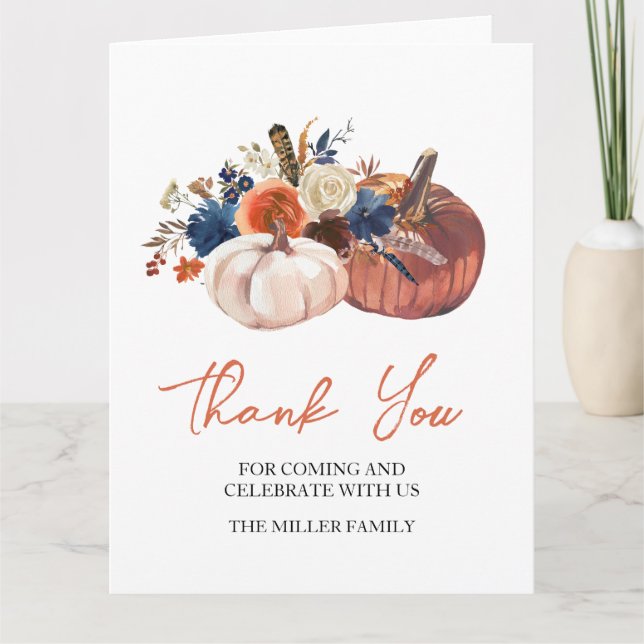 Floral Pumpkins autumn Thank you card Tack Kort (Framsida)