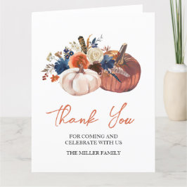 Floral Pumpkins autumn Thank you card Tack Kort