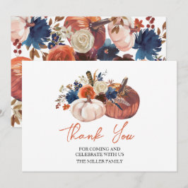 Floral Pumpkins autumn Thank you card Tack Kort