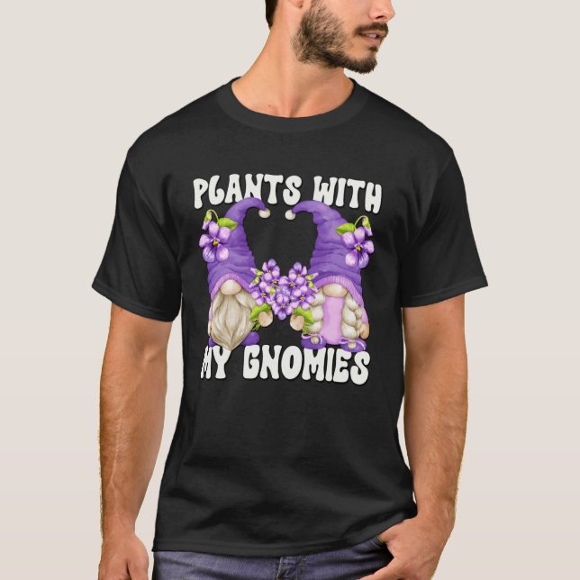 Floral Purple Gnomes Plant Saying For Spring  Gard T Shirt (Framsida)