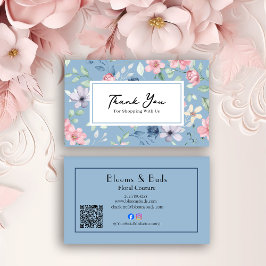 Floral QR Code Business Thank You Card Insert Visitkort