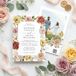 Floral QR Code Photo Wildflower Spring Wedding Inbjudningar