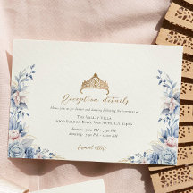 Floral Quinceañera gold Tiara Enclosure Card