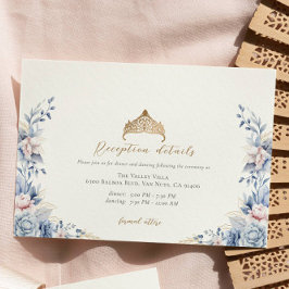 Floral Quinceañera gold Tiara Enclosure Card Tilläggskort