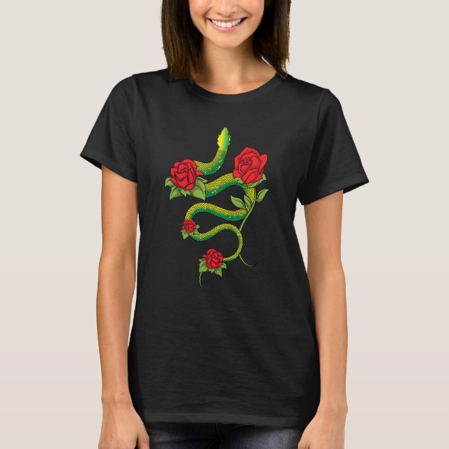 Floral Reptile Keeper Animal   Roses Snake   Snake T Shirt (Framsida)