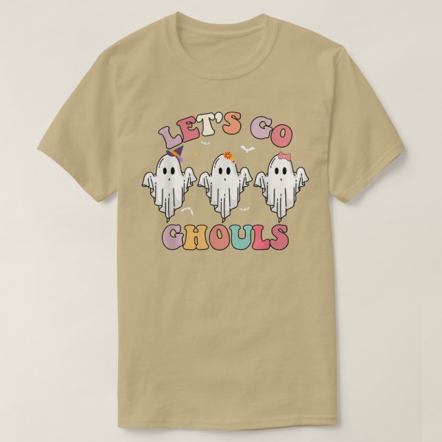 Floral Retro Groovy Let's Go Ghouls Funny Hallowee T Shirt (Design framsida)