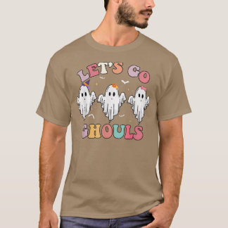 Floral Retro Groovy Let's Go Ghouls Funny Hallowee T Shirt