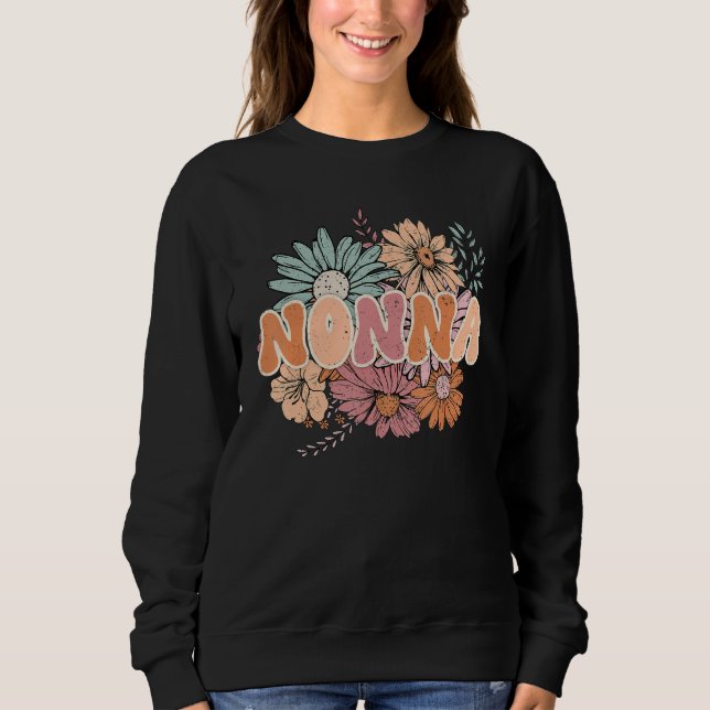 Floral Retro Nonna Groovy Best Nonna Ever  Mother  T Shirt (Framsida)