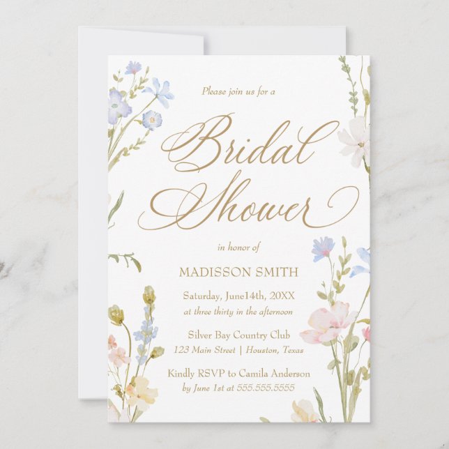 Floral Romantic Bridal Shower Invitation Inbjudningar (Framsida)
