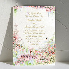 floral romantic swan chic calligraphy wedding inbjudningar