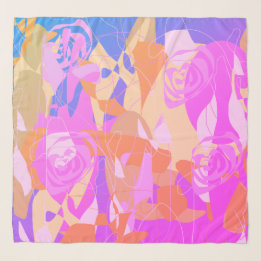 Floral rose and pink scarf sjal