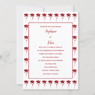 Floral Rose Patterns Terracotta Elegant Wedding Inbjudningar