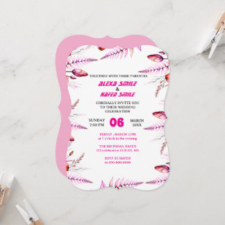 Floral Rose Wedding Invitation: Blush Pink Inbjudningar