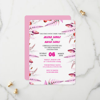 Floral Rose Wedding Invitation: Blush Pink Spara Datumet