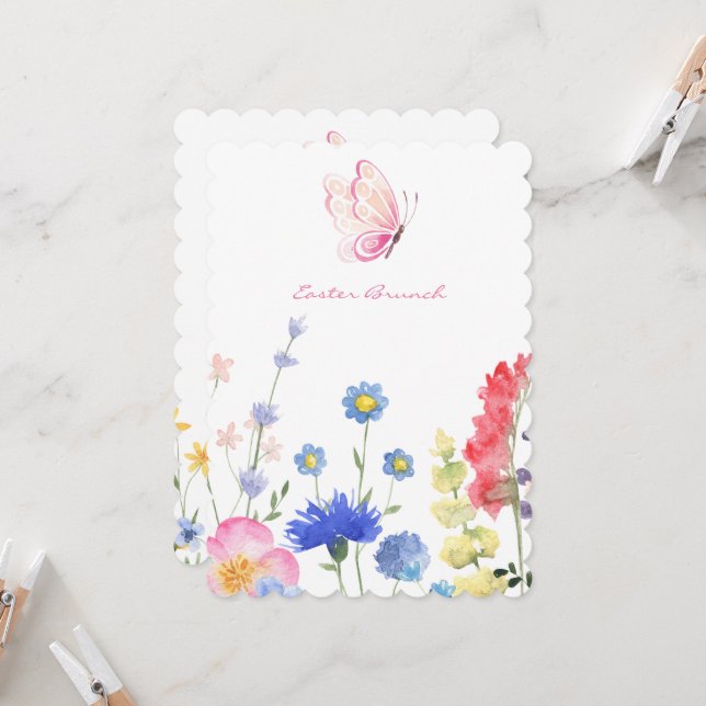 Floral Rustic Easter Inbjudningar (Fram/Back In Situ)