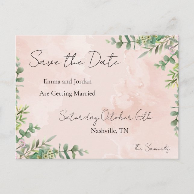 Floral Save The Date Card Meddelande Vykort (Framsida)