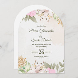 Floral Save The Date Invitation | Elegant Wedding  Inbjudningar