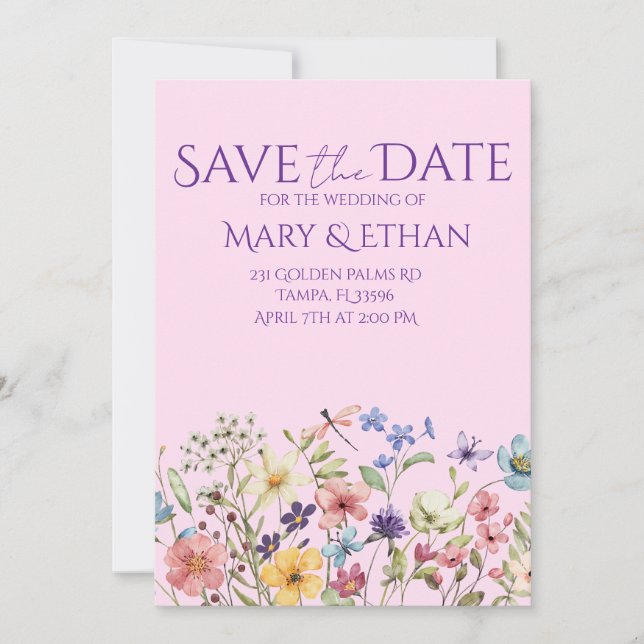 Floral Save the Date Wedding Invitation  Inbjudningar (Framsida)