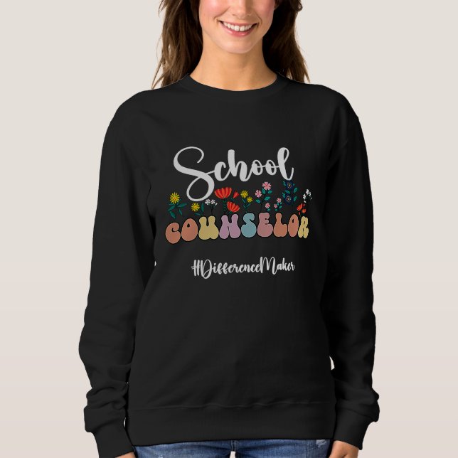 Floral School Guidance Counselor Groovy Counseling T Shirt (Framsida)