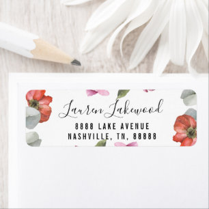 Floral Script Bridal Shower Return Address Label Returadress Etikett