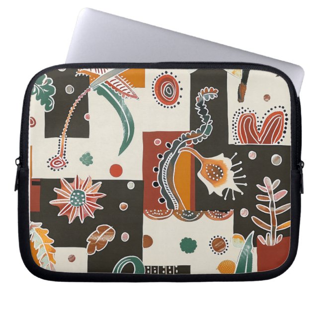 Floral Sea Life Pattern Laptop Bag – Ocean Flowers Fodral (Framsidan)