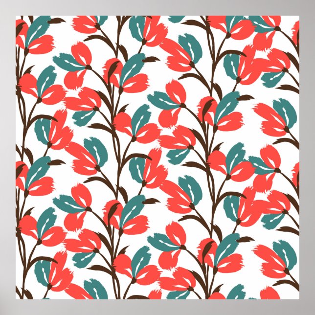 Floral seamless pattern. Cute floral background. P Poster (Framsidan)