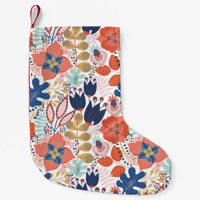 Floral seamless pattern on white. Abstract backgro Liten Julstrumpa (Framsidan)