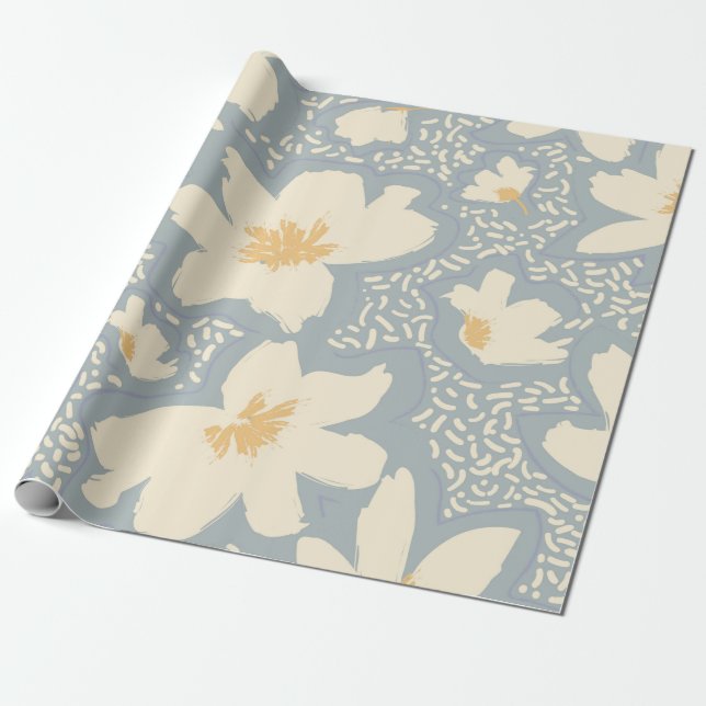 Floral seamless pattern with lines and abstract ha presentpapper (Utrullad)