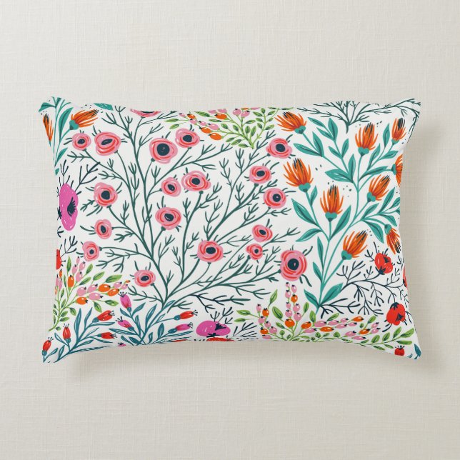  floral seamless pattern with summer bloomsfloral, prydnadskudde (Framsidan)
