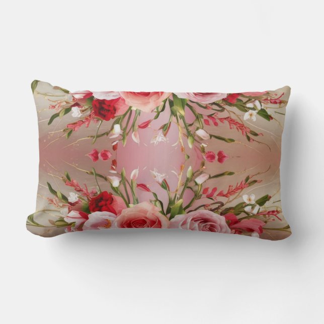 Floral Serenity: Elegant Throw Pillow Pillow Lumbarkudde (Framsida)