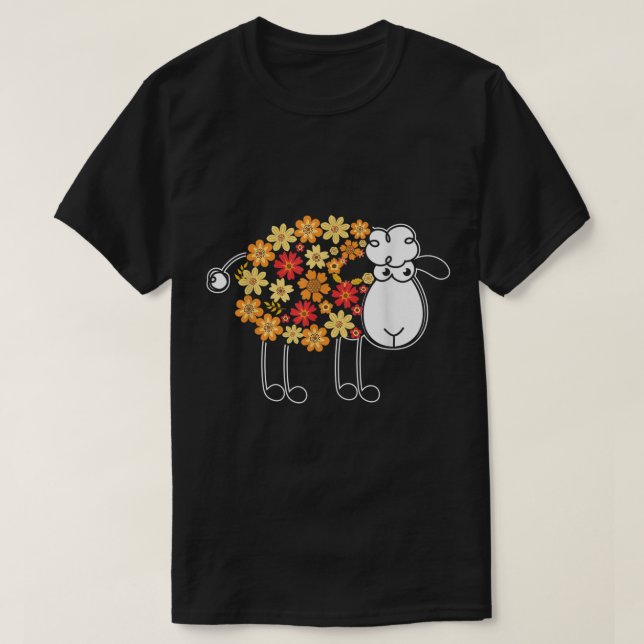 Floral Sheep Cute Spring Design T Shirt (Design framsida)
